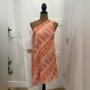 Vince Camuto Coral and Apricot One-Shoulder Dress
